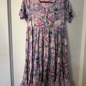 Lovely Floral Kids Dress in Purple and Pink